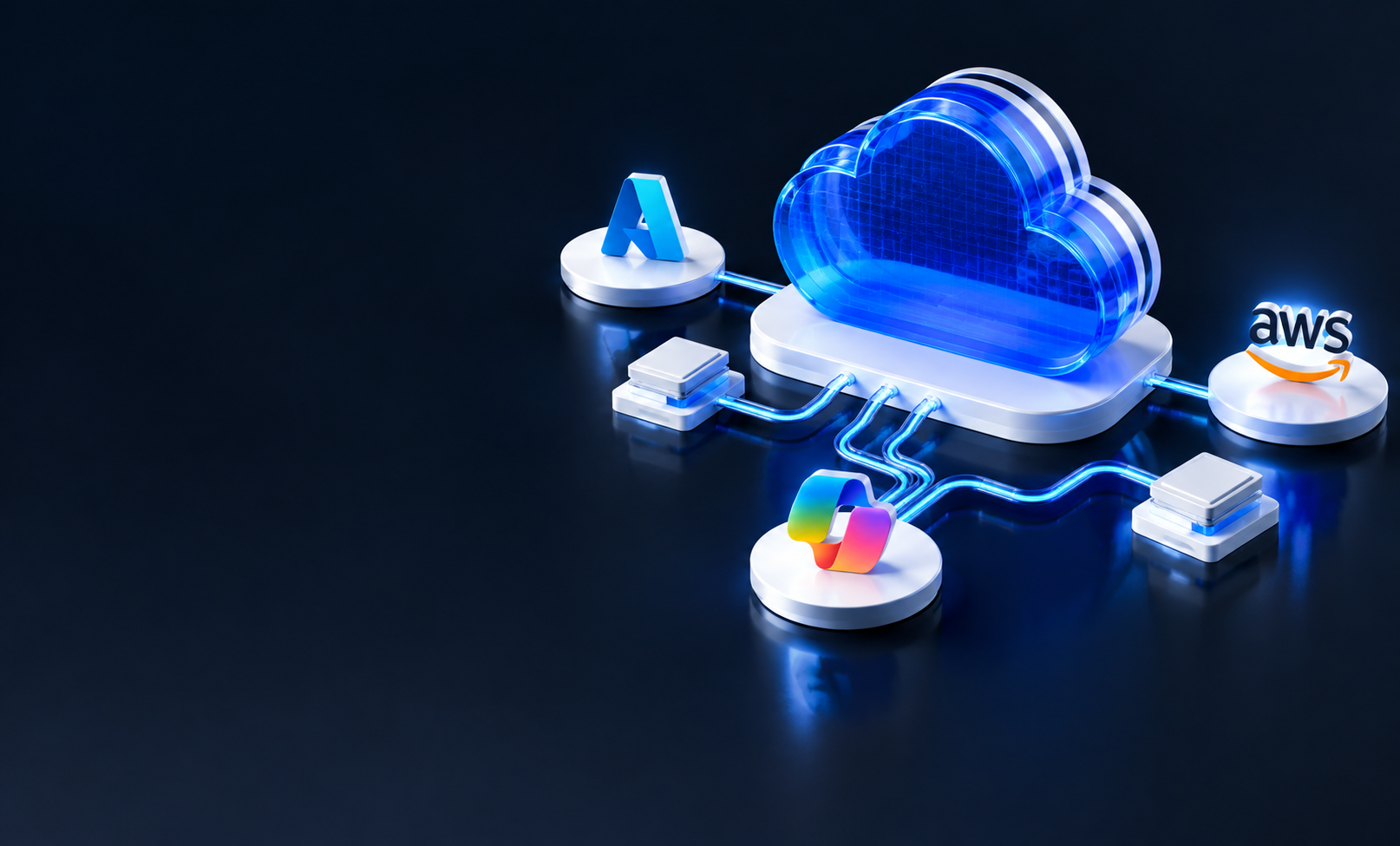 Glass enterprise cloud connected to Azure, AWS and Microsoft cloud services